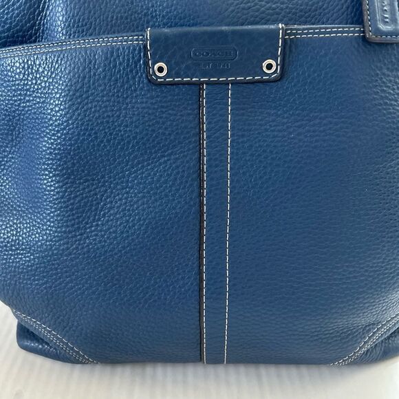 Coach Hamilton Blue Pebbled Leather Hobo Tote Bag - Picture 5 of 16